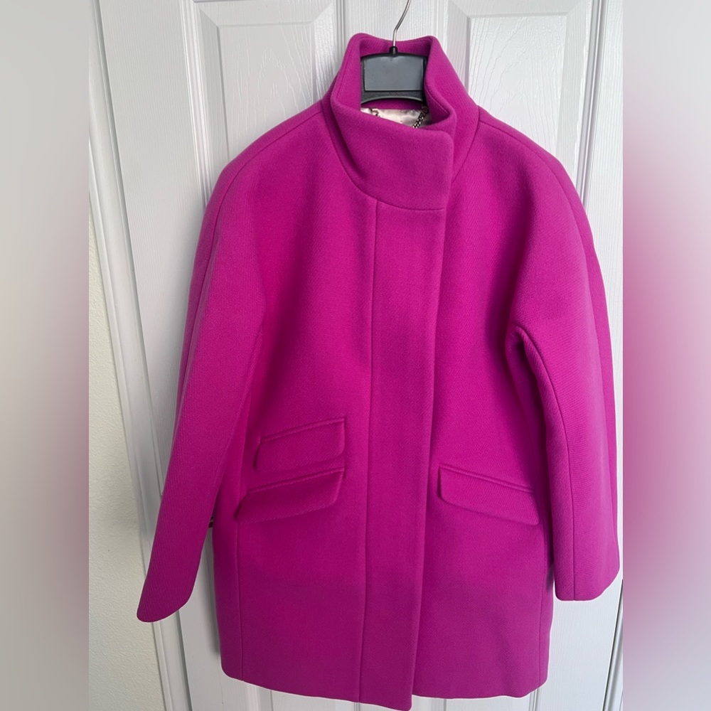 J crew fuschia cocoon coat size 4 petite